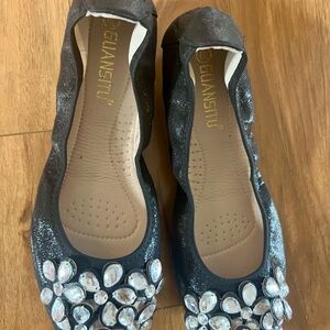 Black Jeweled Women's foldable Ballet Flats size 8